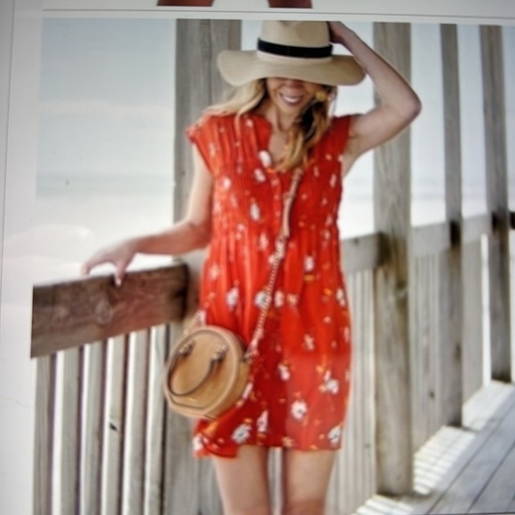 Free People "Greatest Day" Smocked Button-Down Floral Mini Dress Womens XS Boho - Picture 3 of 13